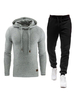 Ensemble 2 pièces de vêtements de sport pour hommes manches longues à capuche gris clair tenue de sport
