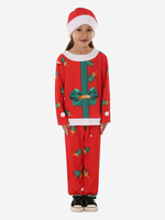 Ensemble Chapeau Rouge De Noël Pantalon Top Déguisement Enfant Costumes Noël