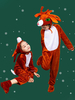 Ensemble Combinaison Pyjamas Kigurumi Noël Enfant Déguisement Enfant