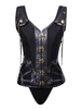 Ensemble corset steampunk corset en faux cuir noir Déguisements Halloween
