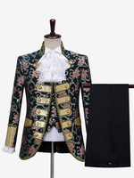 Ensemble Costume Vintage Rétro Imprimé Floral Médiéval Manches Longues Rétro Hommes