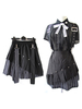 Ensemble court de 2 pièces gothique Lolita noir sans manches à rayures en polyester tenue Lolita noire