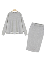 Ensemble de 2 pièces décontracté en coton et polyester à manches longues et à col bijou
