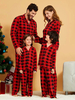 Ensemble de 2 pièces de pyjama de Noël en famille à carreaux en polyester à motif écossais