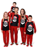 Ensemble de 2 pièces de pyjama de Noël en famille assorti en polyester imprimé floral à carreaux rouges