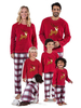 Ensemble de 2 pièces de pyjama familial assorti à motif de Noël en polyester avec pantalon rouge