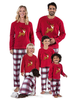 Ensemble de 2 pièces de pyjama familial assorti à motif de Noël en polyester avec pantalon rouge