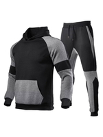Ensemble de 2 pièces de vêtements de sport pour hommes à manches longues et à capuche noir tenue de sport