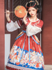 Ensemble de 2 pièces Lolita de style chinois Pull à manches longues bordeaux en polyester Tenues de haut Lolita