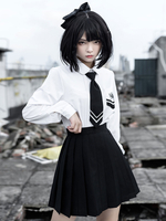 Ensemble de 3 pièces Academic Lolita Chemise blanche à manches longues et col Claudine Tenues sur jupe noire
