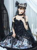 Ensemble de 3 pièces de robe gothique Lolita JSK sans manches à motif floral tenues gothiques Lolita