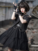 Ensemble de 3 pièces gothique Lolita pardessus à manches courtes noir avec jupe