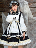 Ensemble de 4 pièces robe Lolita OP de style chinois blanc motif panda noir à manches longues tenue de thé Lolita