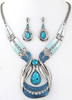 Ensemble de bijoux bleu instruction perles collier féminin avec boucles d’oreilles