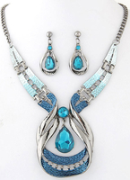 Ensemble de bijoux bleu instruction perles collier féminin avec boucles d’oreilles