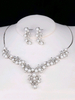 Ensemble De Bijoux De Mariage Argent Perles Strass Collier Avec Des Perles