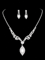 Ensemble de bijoux de mariage avec pendentif en argent avec strass percé et boucles doreilles