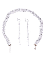Ensemble de bijoux de mariage avec perles blanches; collier de mariée; boucles doreilles et bandeau