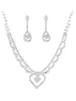 Ensemble de bijoux de mariage avec strass argent; boucles doreilles percées avec collier
