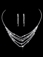 Ensemble de bijoux de mariage Boucles doreille en argent et collier Ensemble de collier de mariée en perles strass