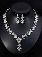 Ensemble de bijoux de mariage Boucles doreilles Collier Strass Accessoires de mariée