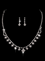 Ensemble de bijoux de mariage Boucles doreilles Collier Strass argent Accessoires de mariée