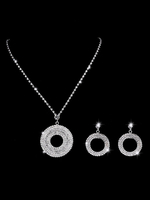 Ensemble de bijoux de mariage Boucles doreilles créoles argent et collier pendentif strass Ensemble de mariée
