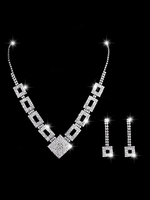 Ensemble de bijoux de mariage Boucles doreilles en argent et collier Ensemble de collier de mariée en strass