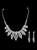 Ensemble de bijoux de mariage Boucles doreilles en argent et collier feuille Strass Ensemble de collier de mariée en perles