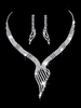 Ensemble de bijoux de mariage Boucles doreilles et collier Ensemble de collier de mariée en argent avec strass