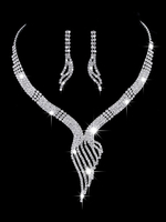 Ensemble de bijoux de mariage Boucles doreilles et collier Ensemble de collier de mariée en argent avec strass