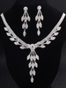 Ensemble de bijoux de mariage de mariée magnifique strass percé gouttes design argent boucle doreille collier ensemble de 2 pièces