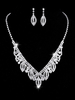 Ensemble de bijoux de mariage en argent avec motif de feuilles en strass et collier avec boucles doreilles