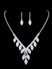 Ensemble de bijoux de mariage en argent avec motif de feuilles en strass et collier avec boucles d\