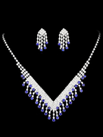 Ensemble de bijoux de mariage en argent avec strass et boucles doreilles