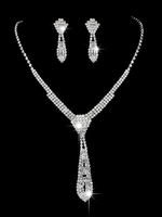 Ensemble de bijoux de mariage en argent Boucles doreilles pendantes Collier Accessoires de mariée