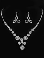 Ensemble de bijoux de mariage Ensemble de bijoux en strass argent Boucles doreilles de mariée