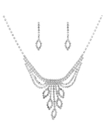 Ensemble de bijoux de mariage Ensemble de boucles doreilles en argent strass Collier de mariée