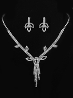 Ensemble de bijoux de mariage feuilles collier ensemble glands dargent strass bijoux de mariée