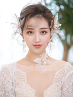 Ensemble de bijoux de mariage magnifique strass feuille forme coiffes de mariée collier boucle doreille ensemble pour la fête de mariage coiffes ensemble
