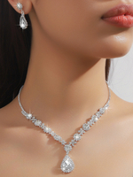 Ensemble de bijoux de mariage pour la mariée charmant diamant en métal