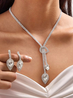 Ensemble de bijoux de mariage pour la mariée magnifique zircone cubique percé en métal