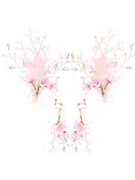 Ensemble de bijoux de mariée belles plumes flore métal Vintage casque boucle doreille ensemble de bijoux de mariée