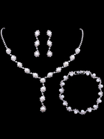 Ensemble de bijoux en argent avec strass en alliage de métal percé Ensemble de bijoux de 3 pièces