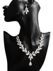 Ensemble de bijoux en argent pour la mariée charmante strass strass gouttes conception boucle doreille collier 2 pièces ensemble