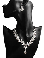 Ensemble de bijoux en argent pour la mariée charmante strass strass gouttes conception boucle doreille collier 2 pièces ensemble
