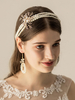 Ensemble de bijoux pour mariée en métal avec une boucle doreille percée et un bandeau de perle pour le mariage