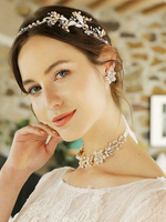 Ensemble De Bijoux Pour Mariée Fleur Etoile Perle Imitation Perle En Métal Percé