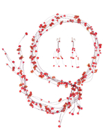 Ensemble de bijoux pour mariée rouge magnifique boucles doreilles en verre