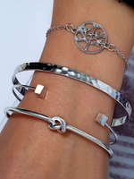 Ensemble de bracelets dempilage en argent Bracelet manchette chaîne cadeau cadeau danniversaire de 4 pièces